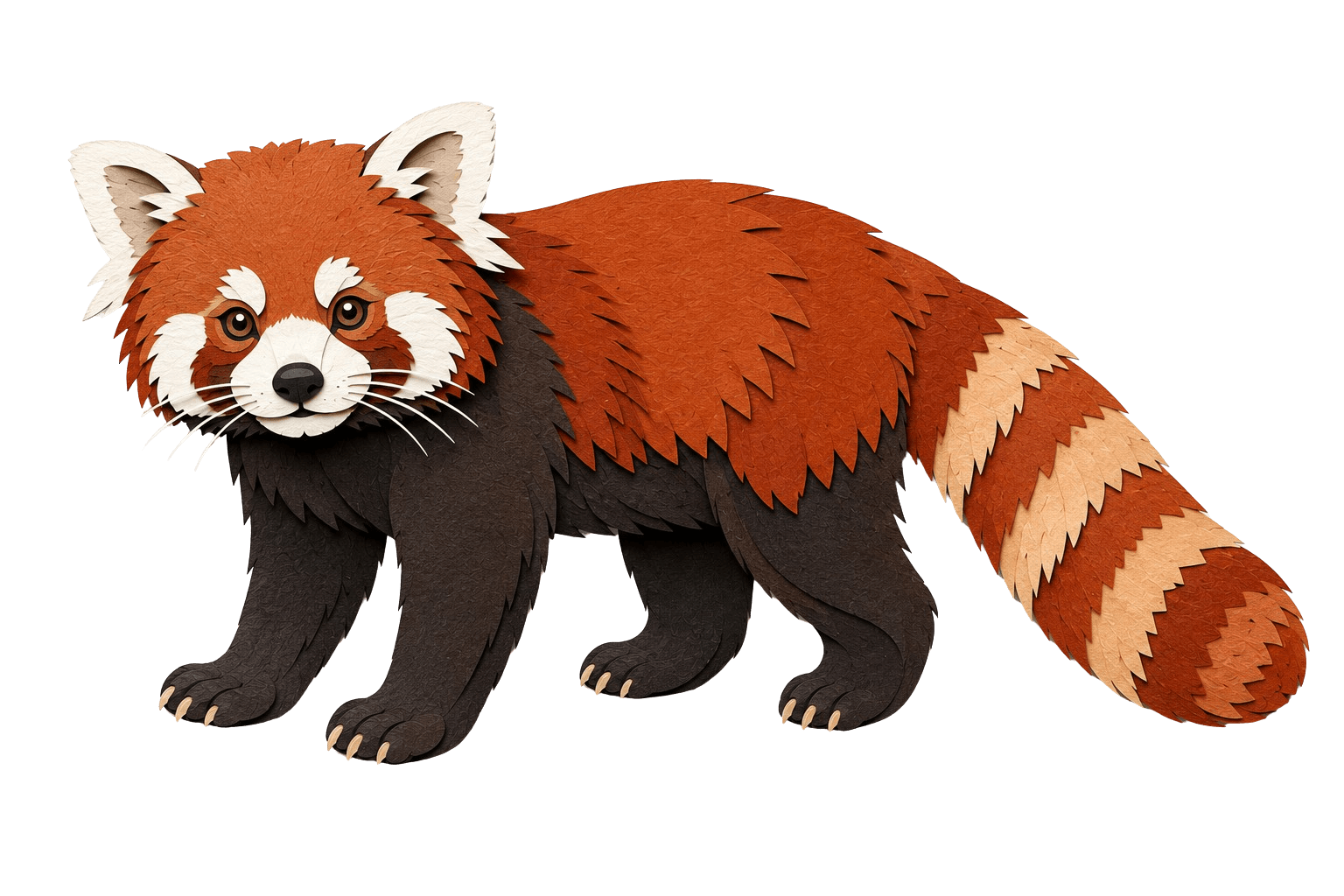 Paper-cutout style illustration of a red panda